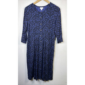 J Jill Floral Print Dress Pullover Knit Women’s medium Pockets cottagecore farm